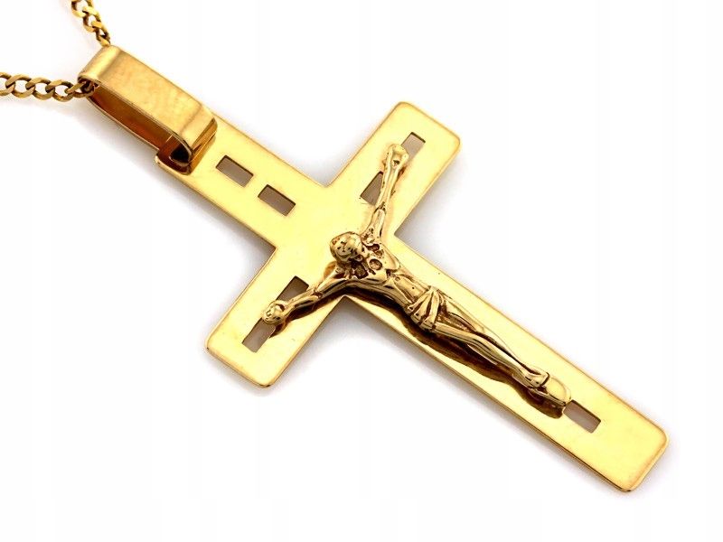  Earring cross 585 with image christ 1.23g religious items for a gift