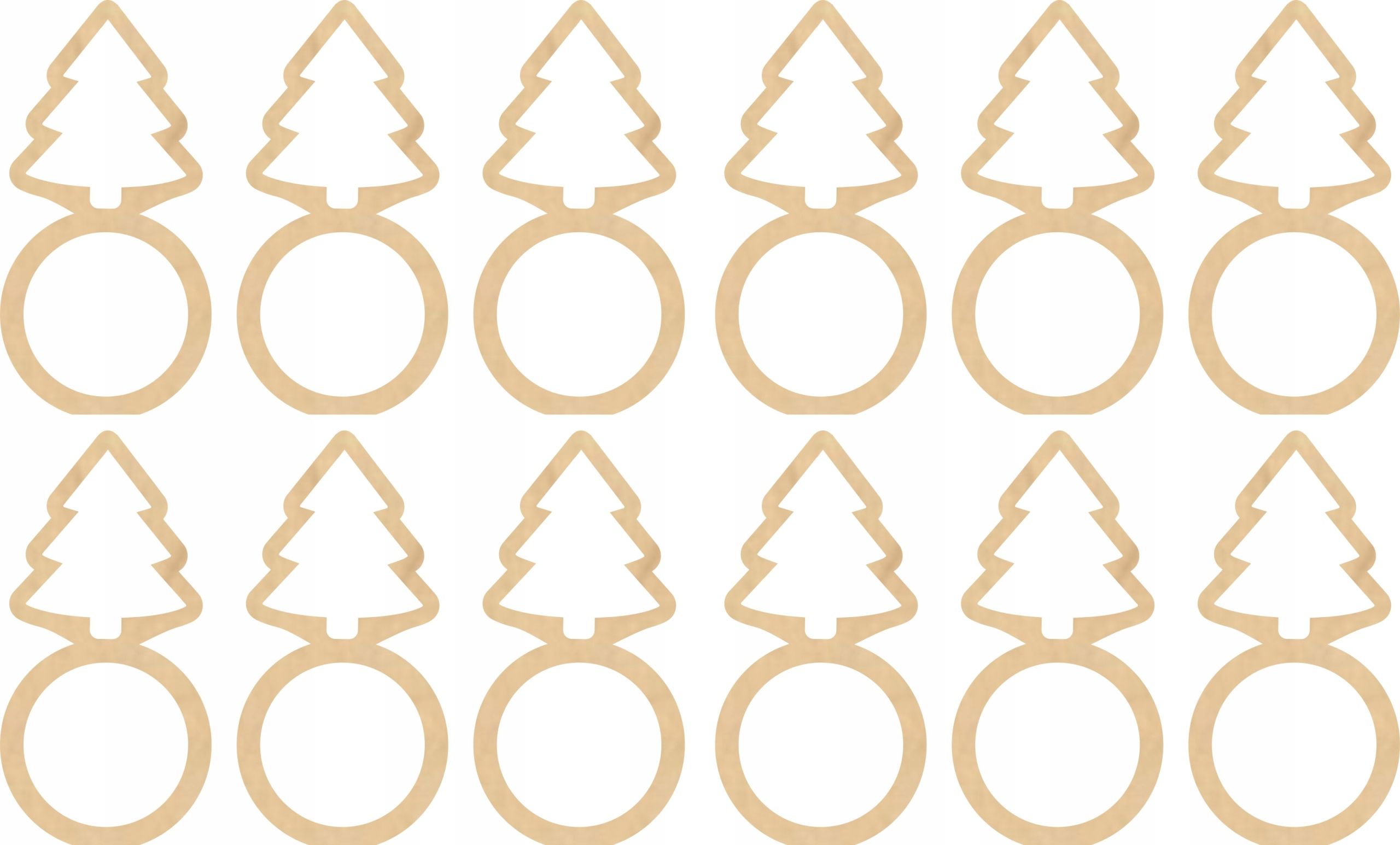  Wooden rings for napkins 12 pcs. (reindeer silver