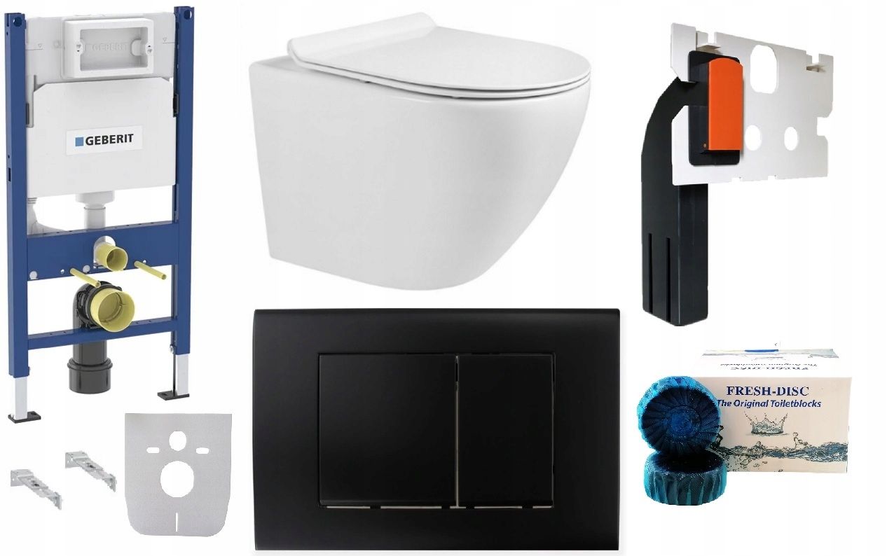  Wc rāmja komplekts geberit + atslēga + tualetes pods melns matēts + dēlis w/o+fresh