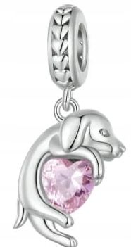  Md charms anhänger hündchen herz grau hund chihuahua steine | s925