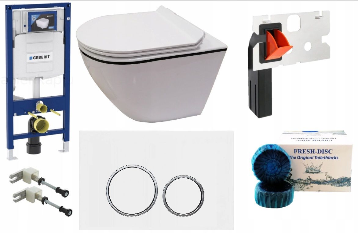  Wc rāmja komplekts geberit + atslēga + tualetes pods melns matēts + dēlis w/o+fresh