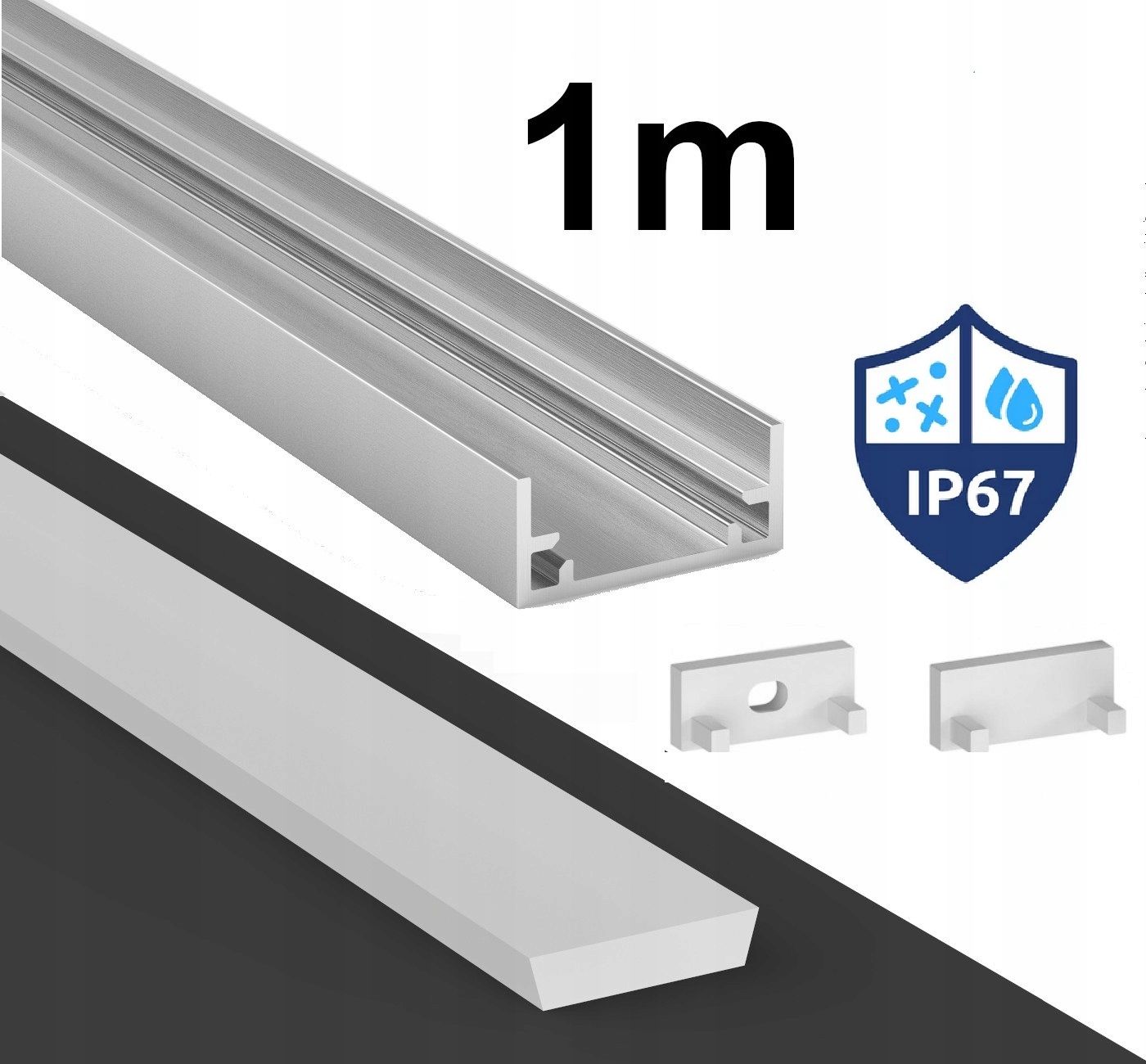  Profils led ūdensizturīgs ip65 ip67 terra sudrabs 2m
