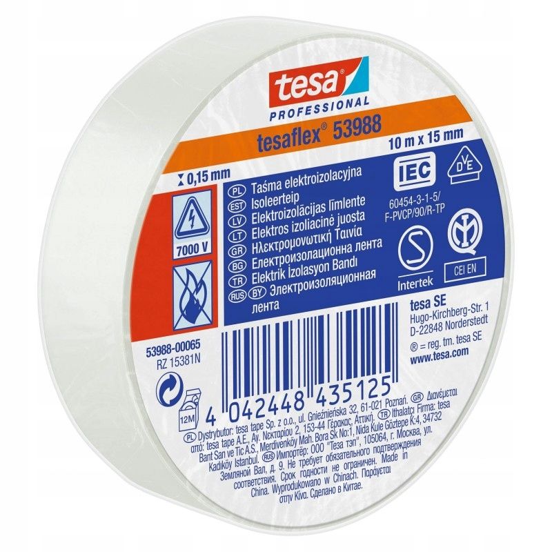  Elektriline isoleerlint 53988 19mm/20m tesa must värv
