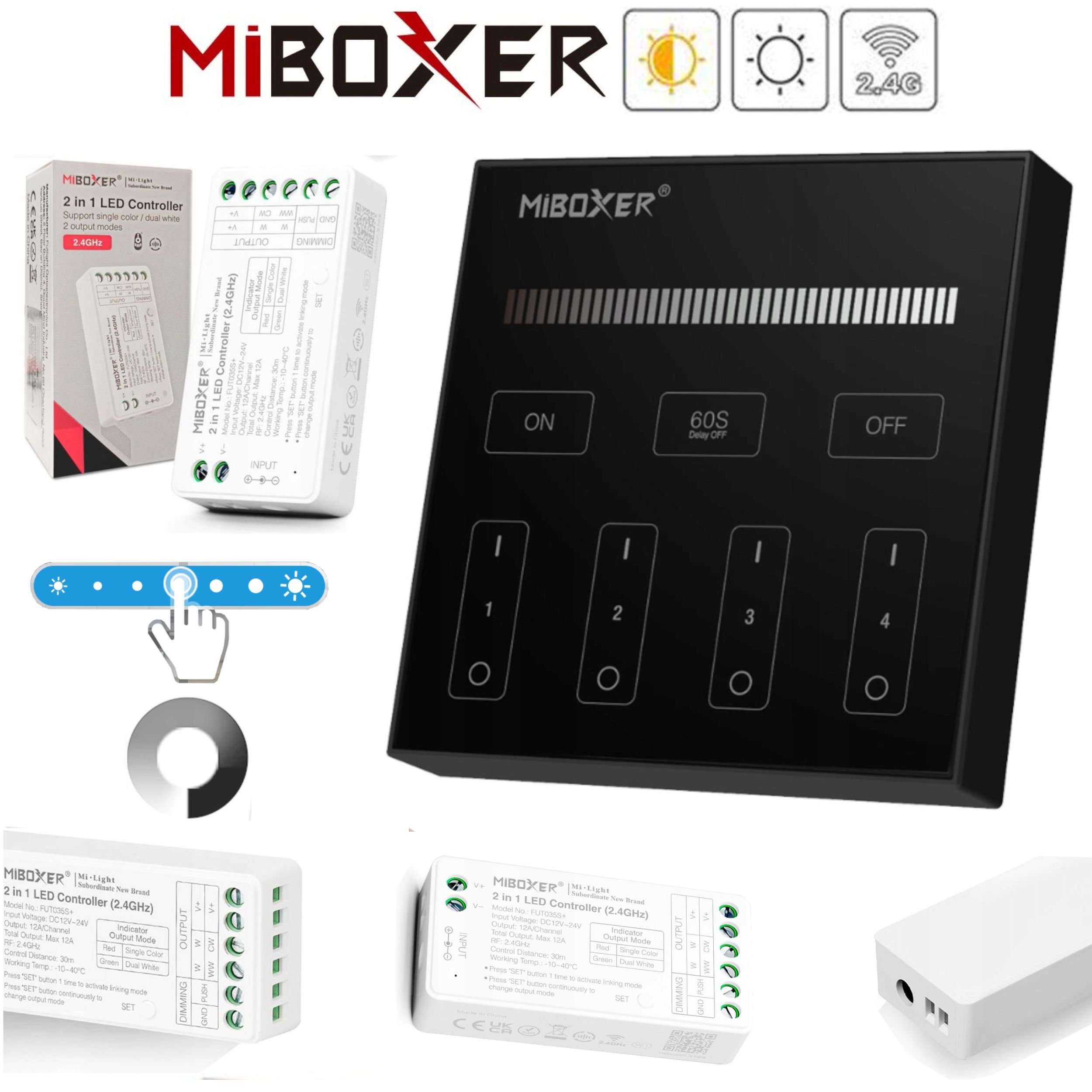  Plate miboxer control led b2 + controller mono / cct smart home wi-fi