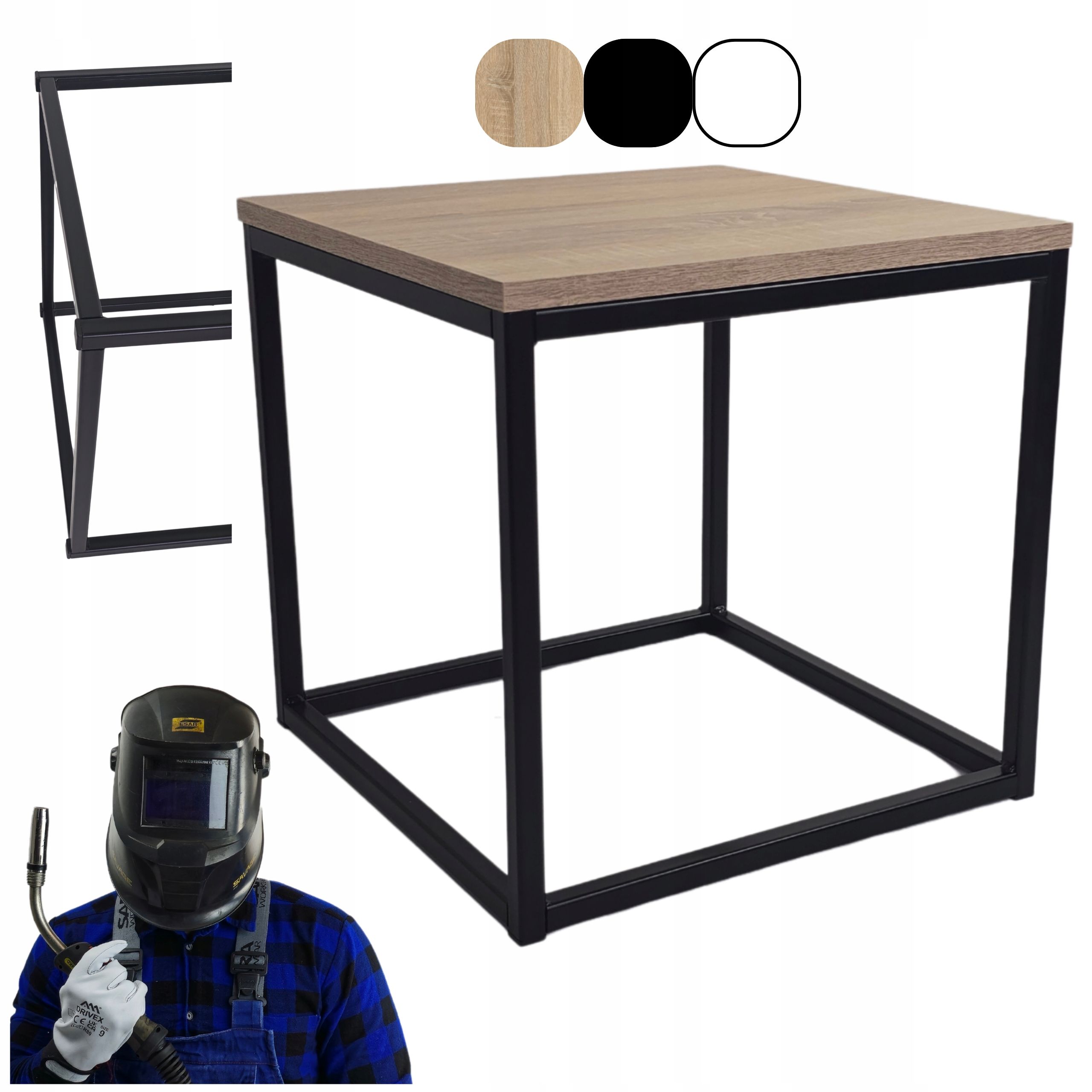  Table 40x44 45cm nocturnal made of metal loft style 2 shelves auxiliary welded bedroom