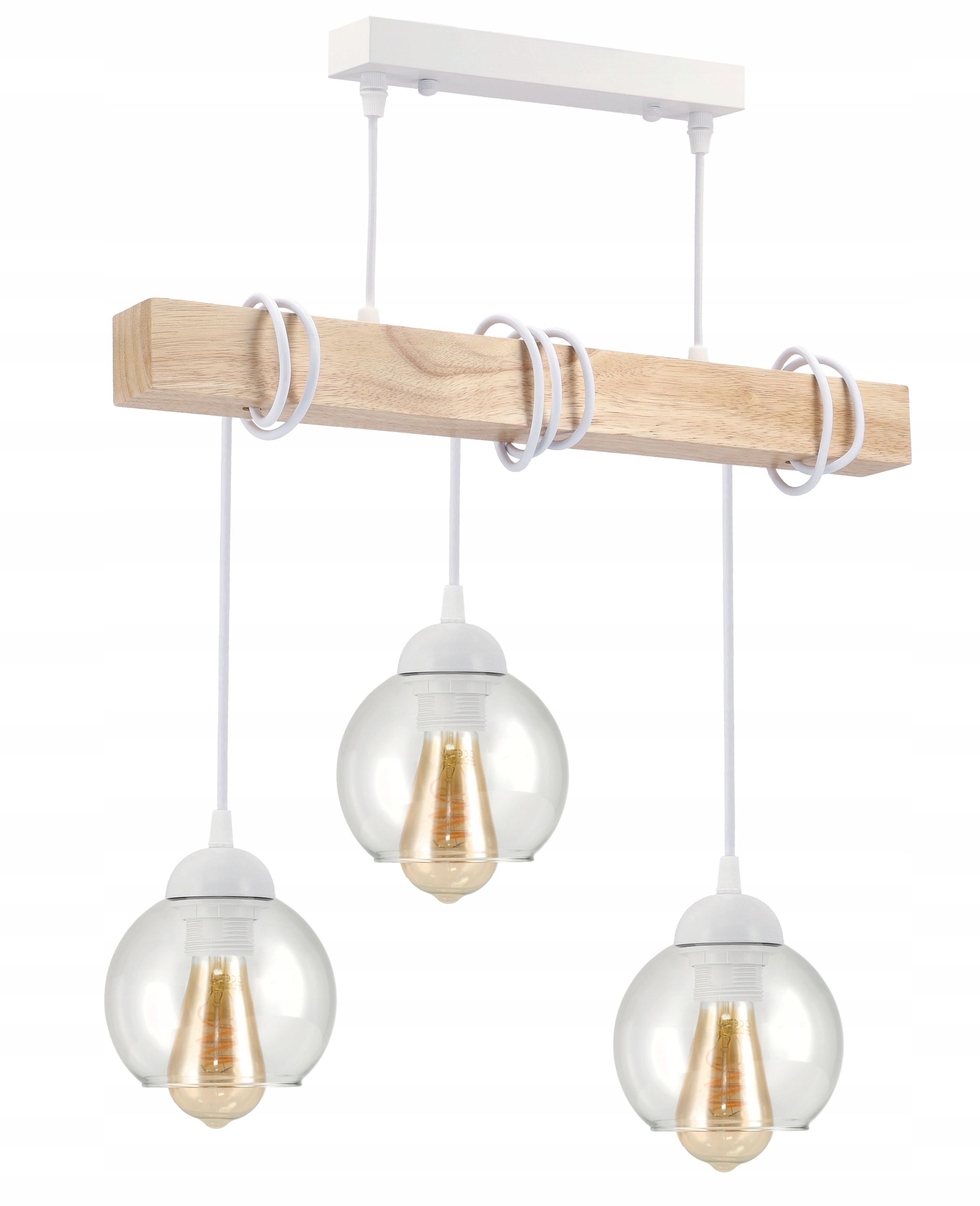 Stropné svietidlo visiace led drevený biala 3xe27 lampa amber jantár