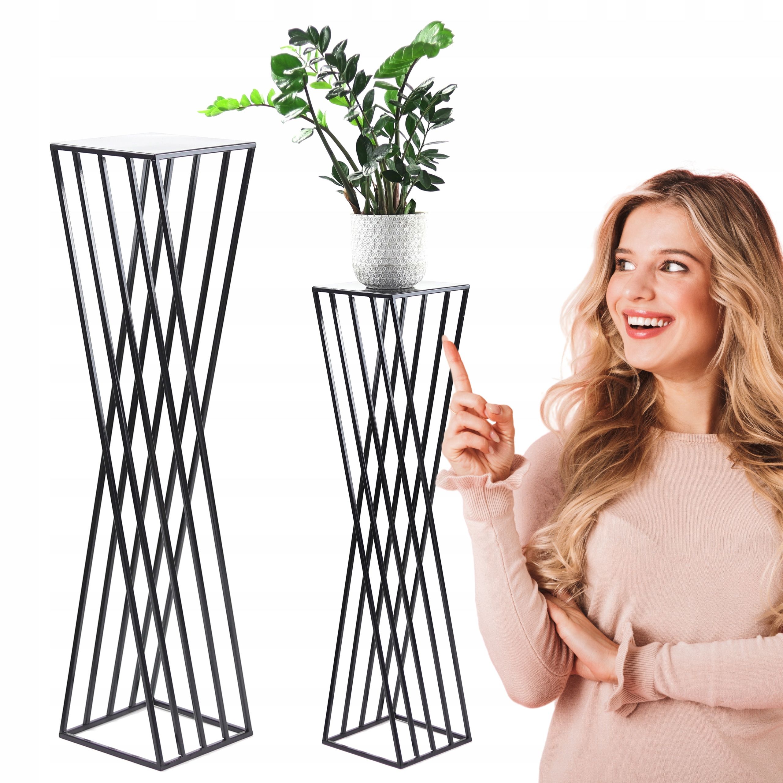  Modernus stovas gėlėms stovintis 100cm juodas lofto stiliaus