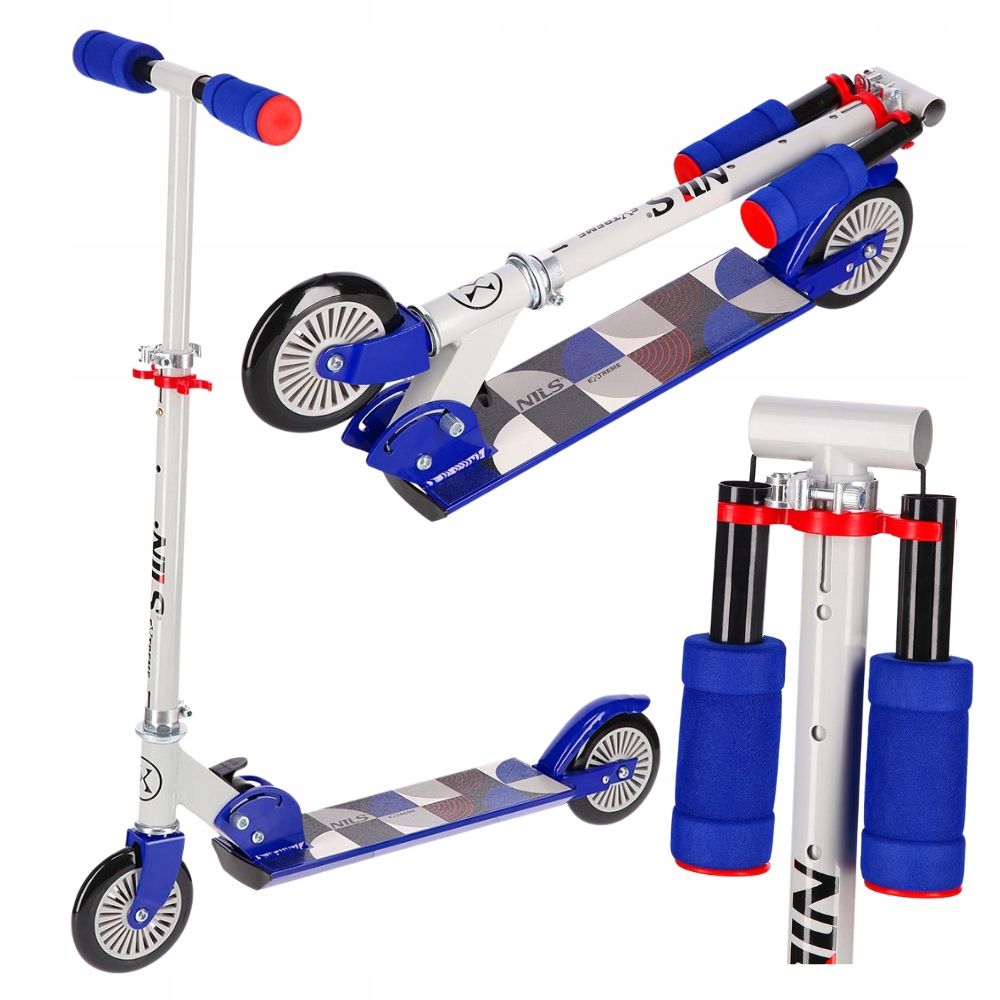  Klasický skútr skládací dvoukolový nastavitelný modrý kola 125 mm