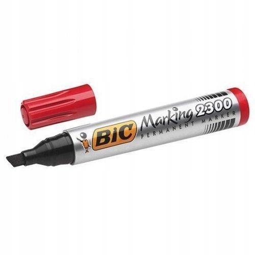  Bic permanentná fixka 2300 červený zastrihnutý hrot alkoholický marker