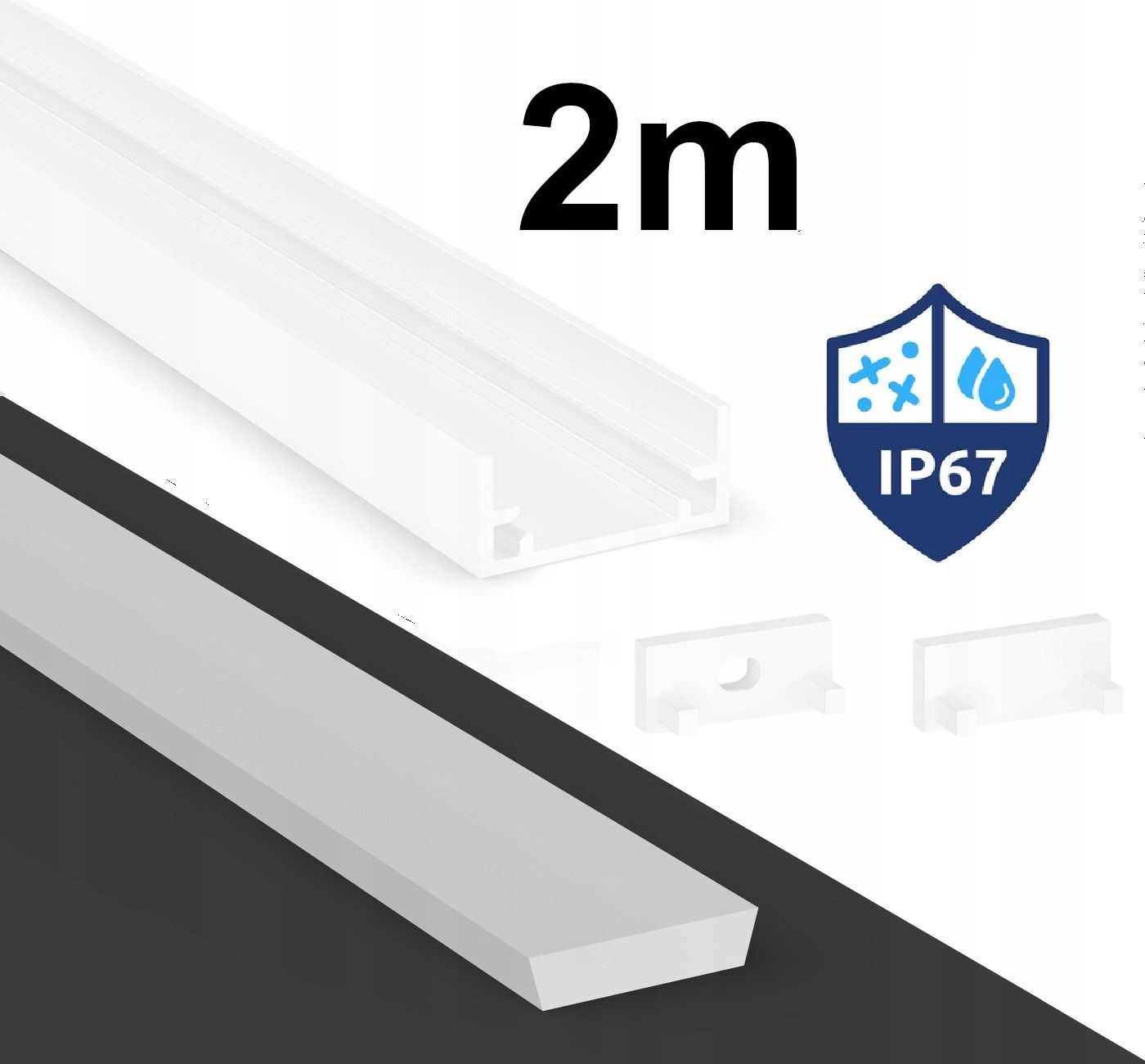  Profils led ūdensizturīgs ip65 ip67 terra sudrabs 2m