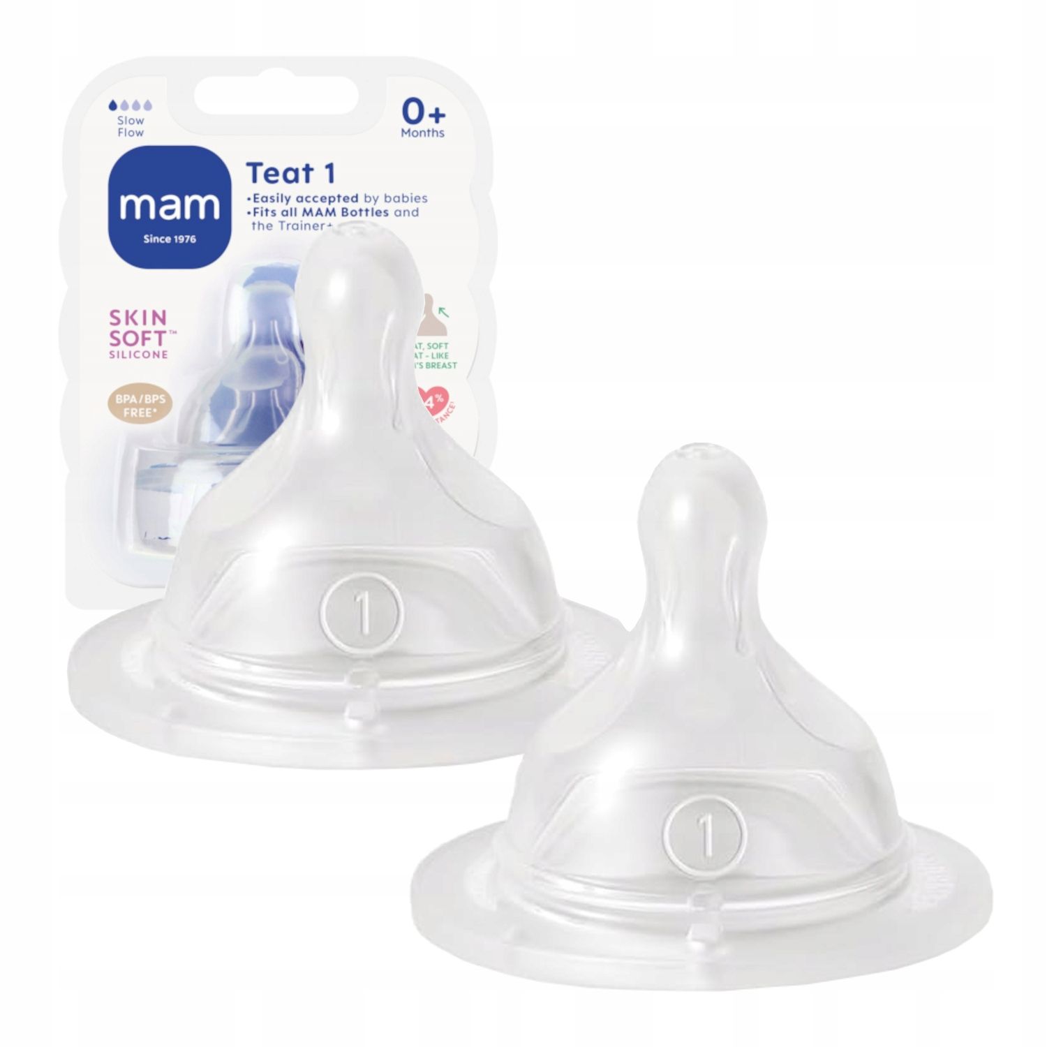 Mam baby vsuvka na láhev průměrný průtok 2 m+ (2) silikon 2 ks.