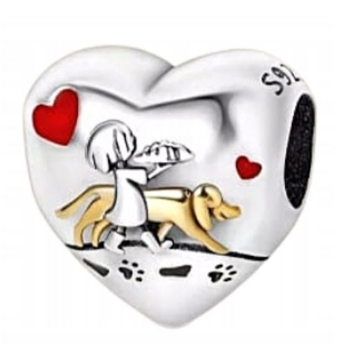  Md charms anhänger hündchen herz grau hund chihuahua steine | s925