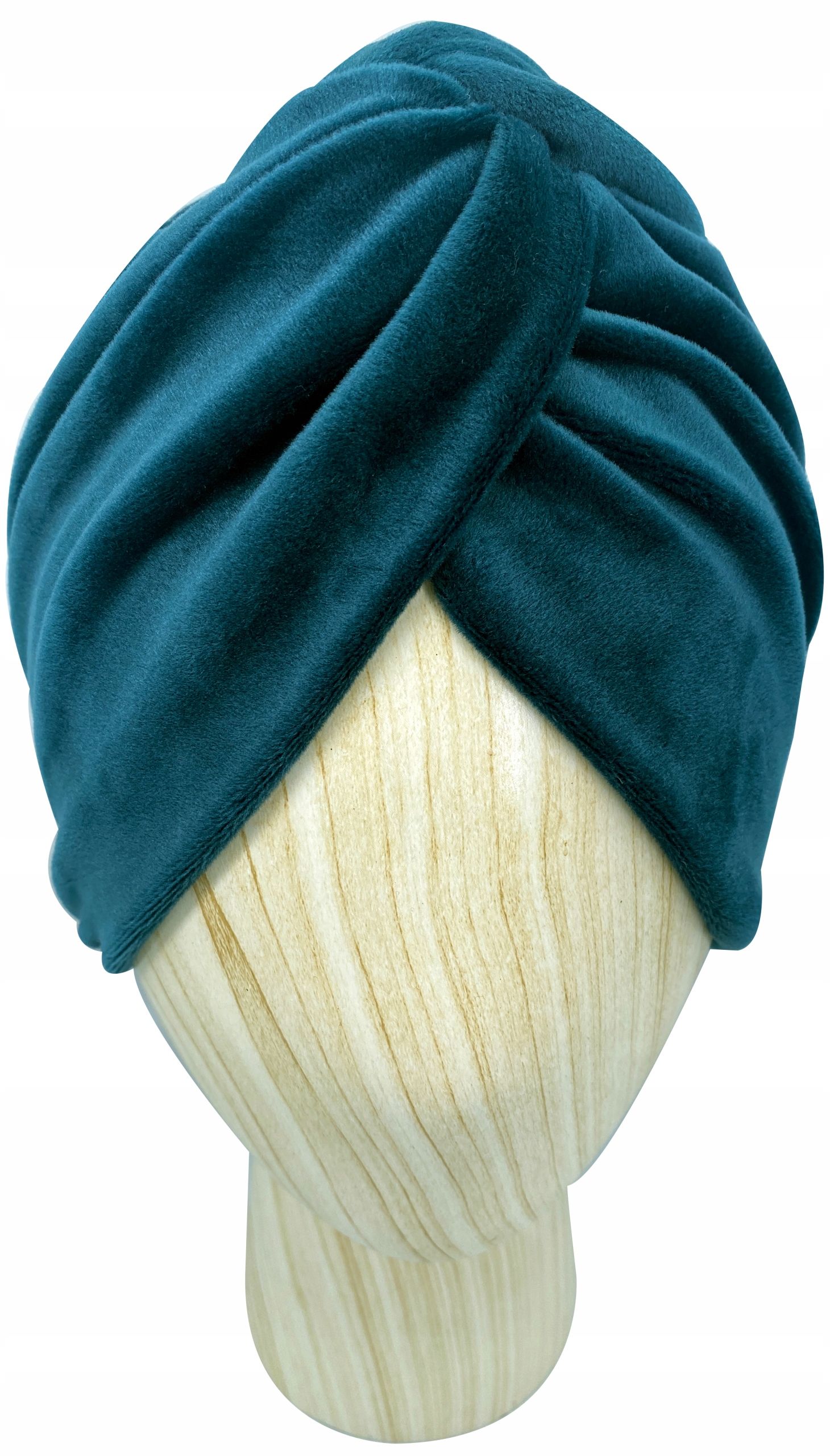  Czapka turban velúr dvojvrstvové velvet zamat brazowy čokoláda