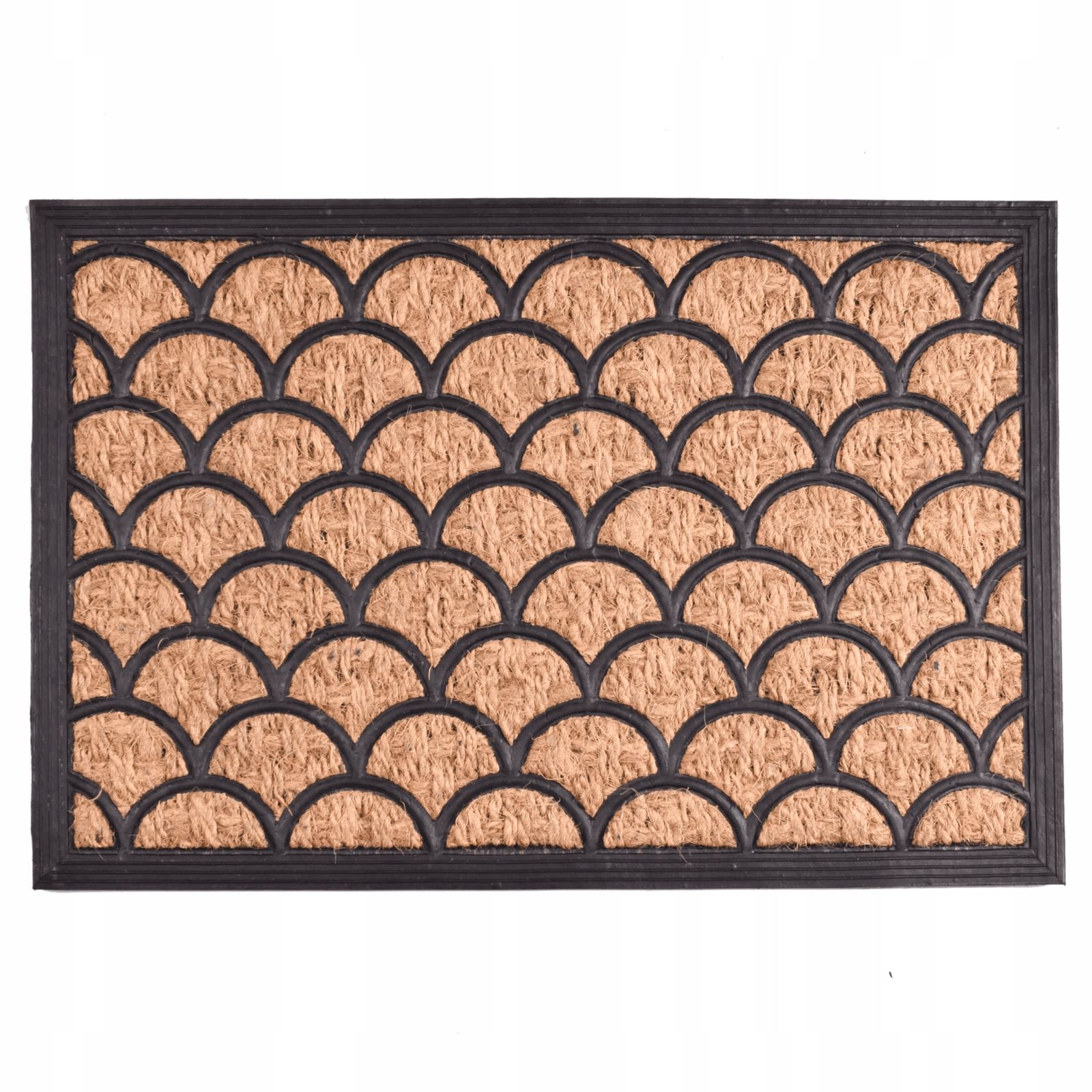  Kājslauķis 60x40 cm kokosrieksts ar apdruku hello kvadrāti brūna krāsa