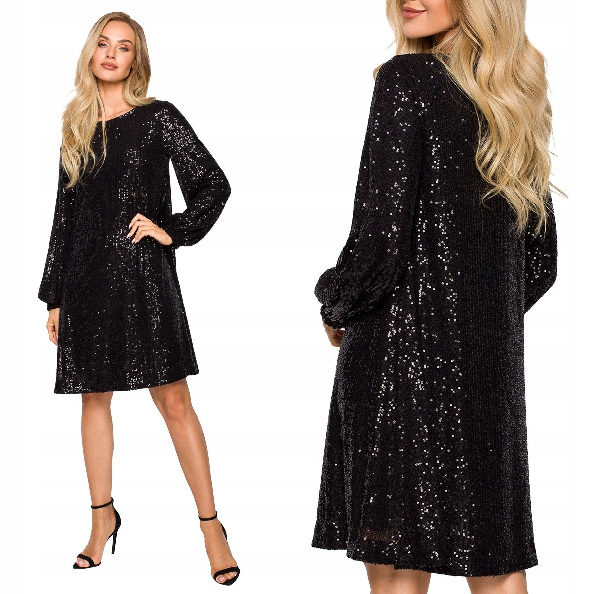  Feminin kleid abend puffärmel pudrig mit glitzer 38 m