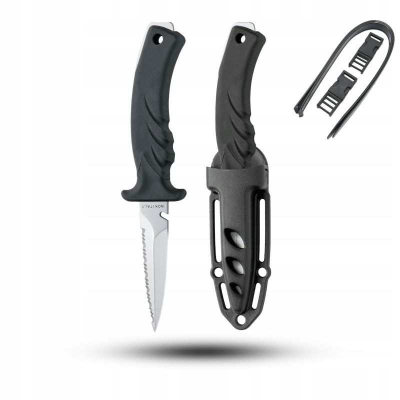  Diving knife mac coltellerie aquatys - black - aqt12.n + case + straps