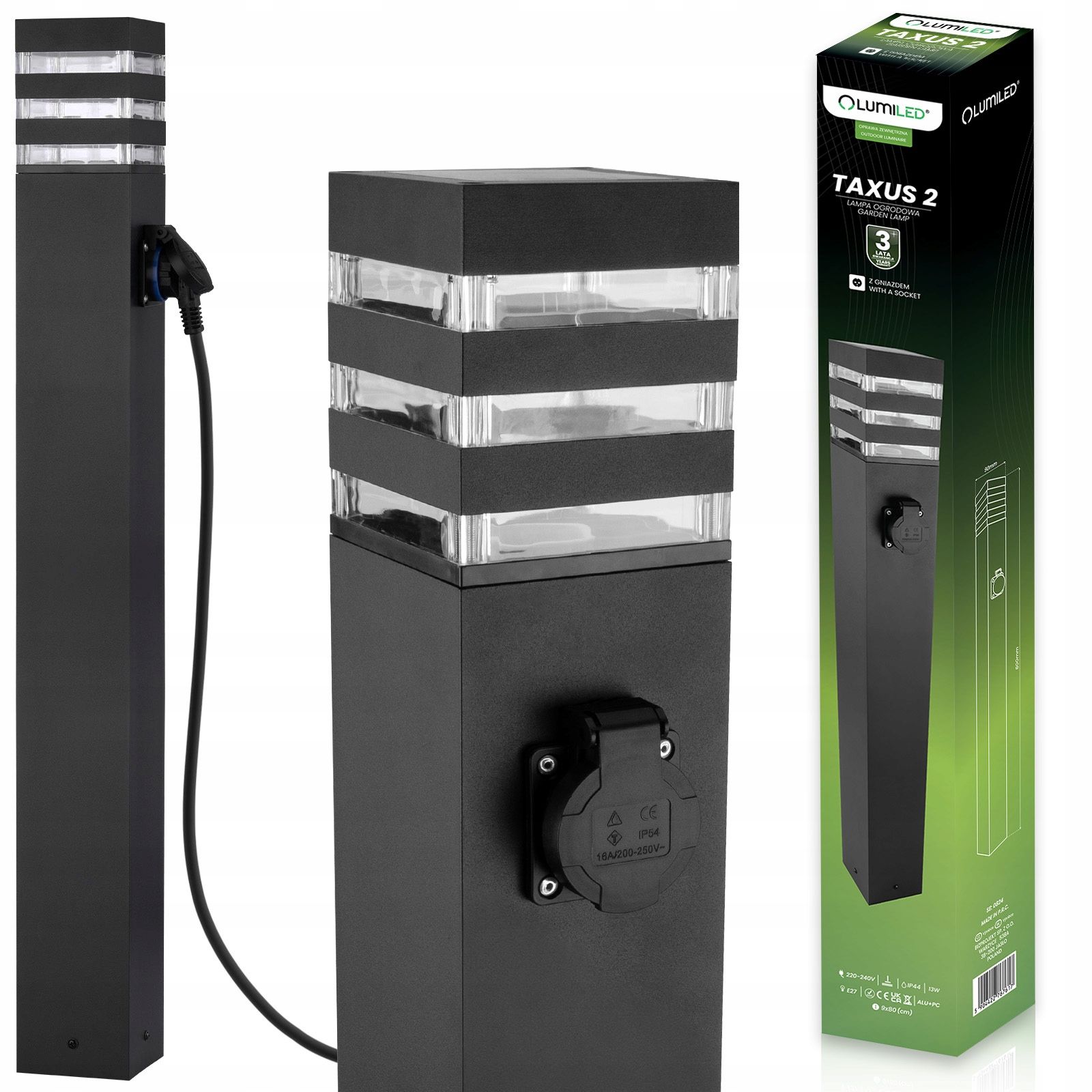  Led-lampe garten äußerlich im bau 80 cm 10w 700lm spalte 4000k schwarz