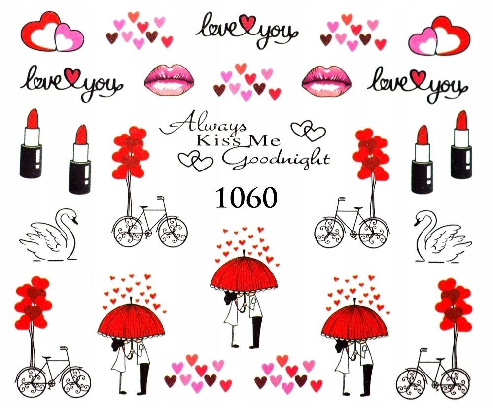  Water nail stickers for nails rainbows, mouth, pride, cigarette - nr 1011