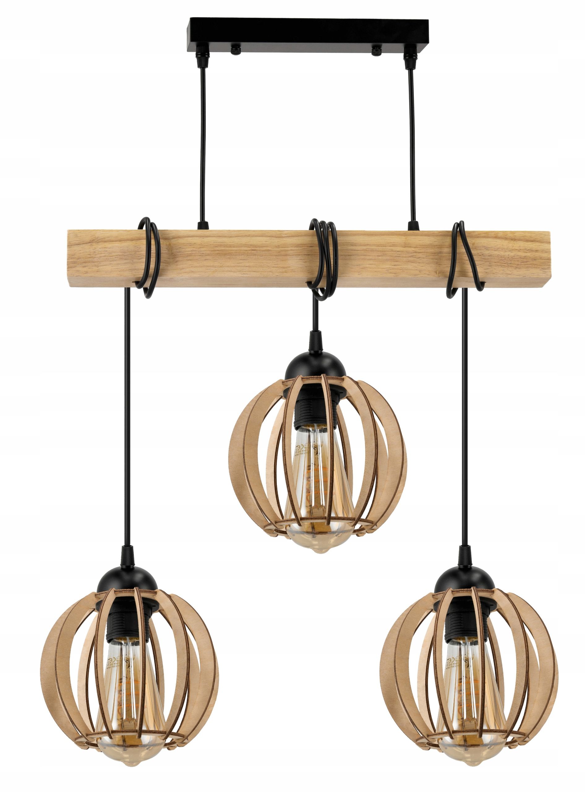  Stropné svietidlo visiace led drevený biala 3xe27 lampa amber jantár