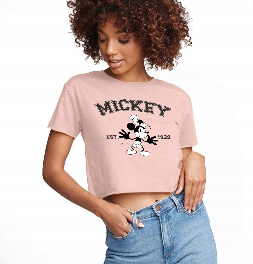  T-shirt kurz crop weiß mermaid muster - s