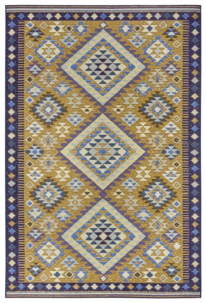  Virtuvinis kilimas 60x90cm, neslystantis tamsiai mėlynos spalvos raštas tradicinis šenilinis