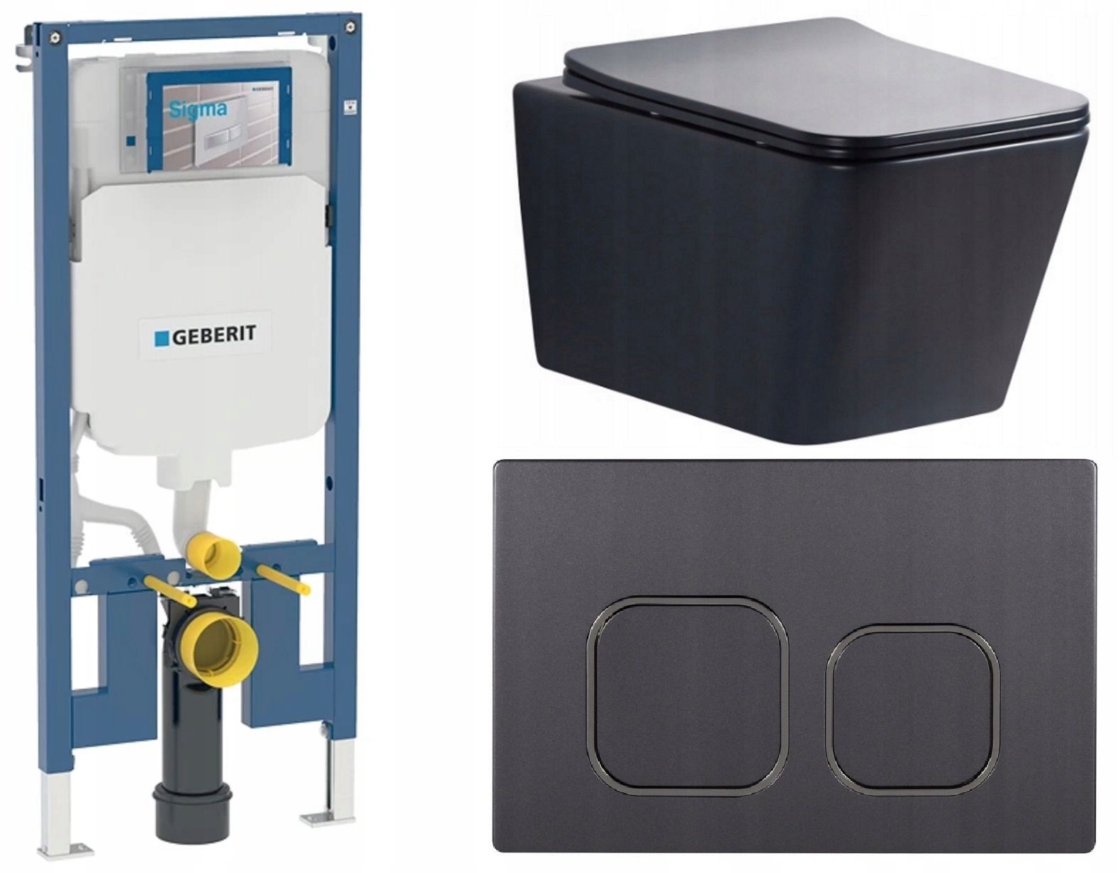  Wc rāmja komplekts geberit + atslēga + tualetes pods melns matēts + dēlis w/o+fresh