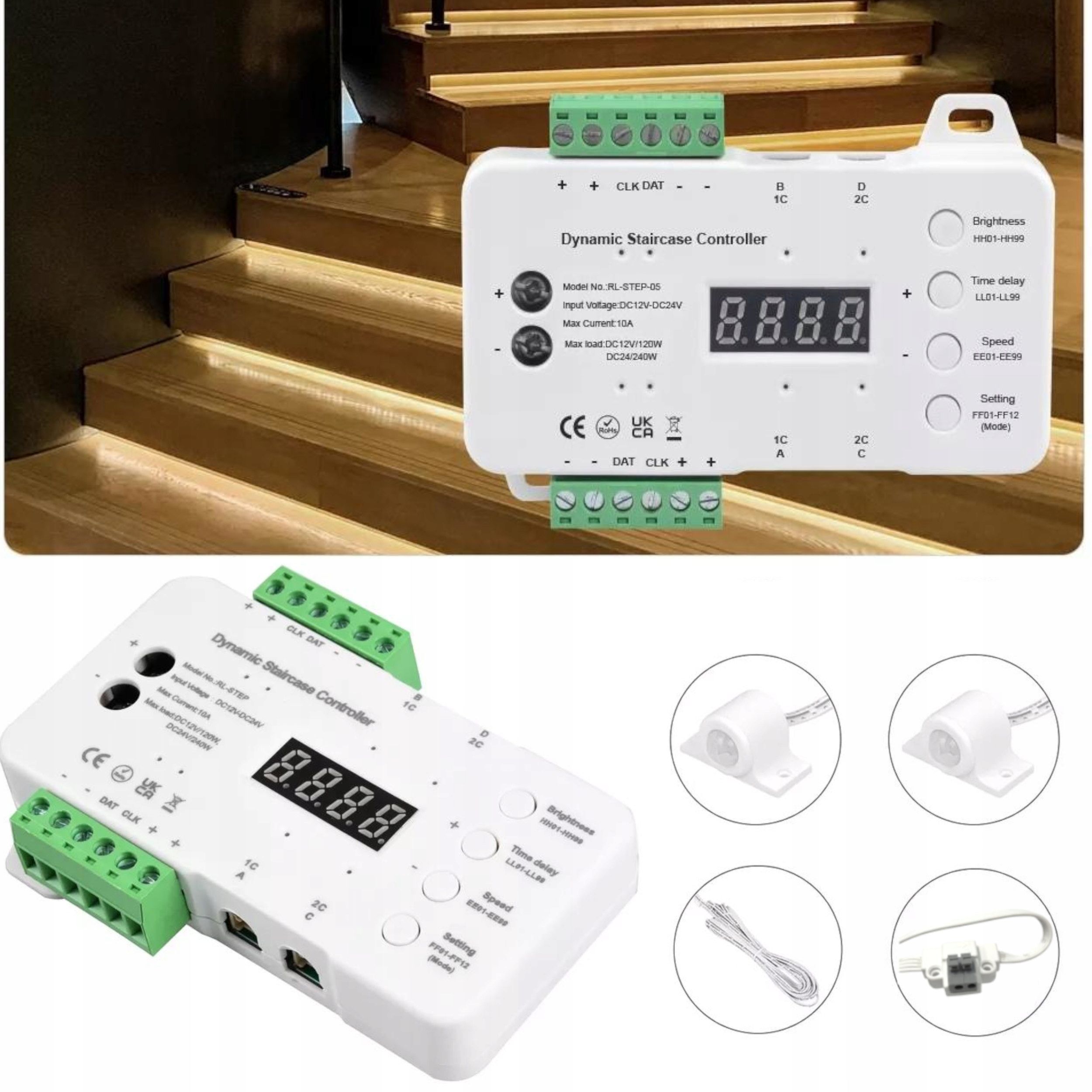  Komplektas valdiklio led rgb su nuotolinio valdymo pultu radijo fut025