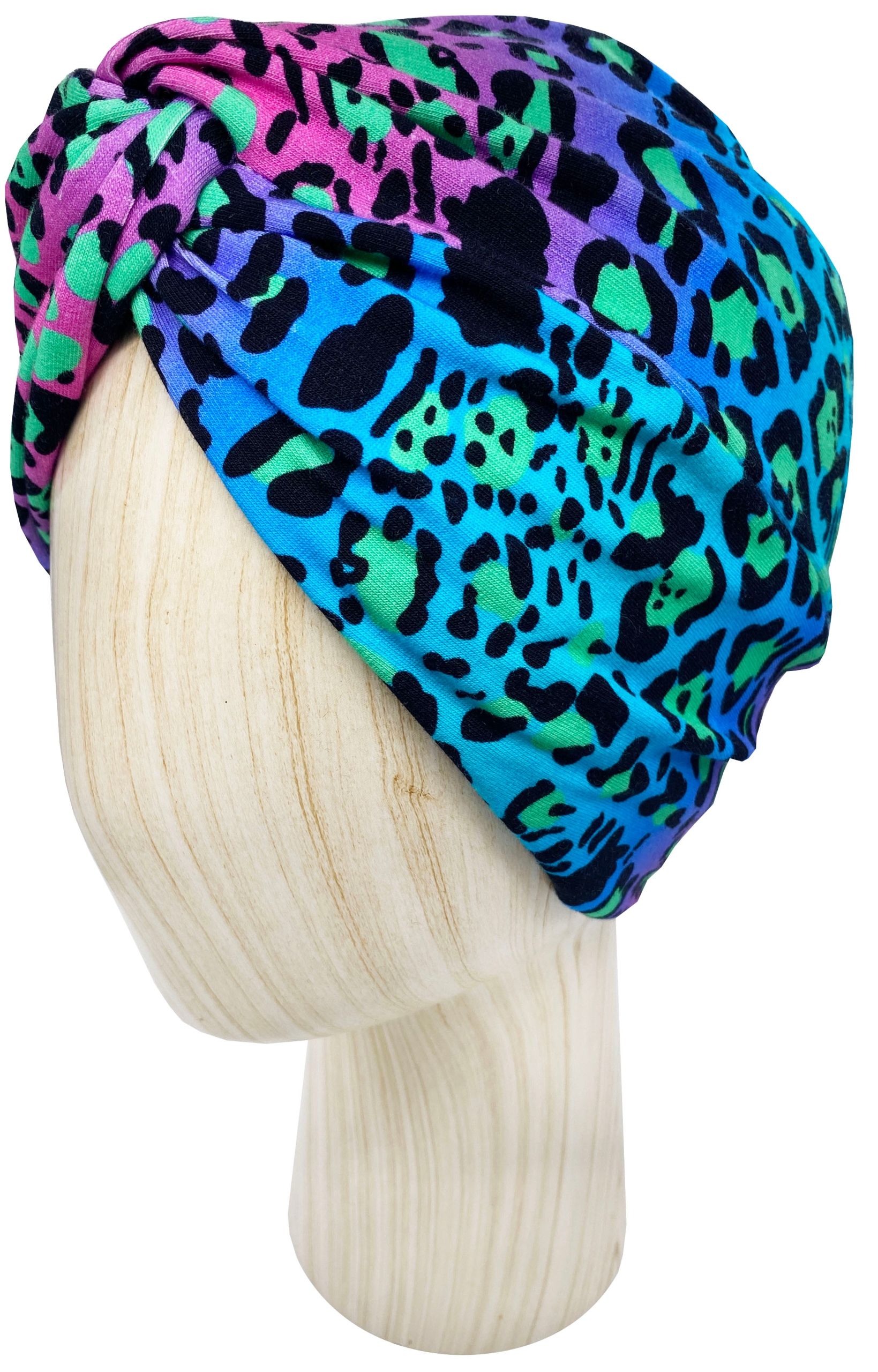  Mütze turban twist jersey baumwolle green lines onkologie