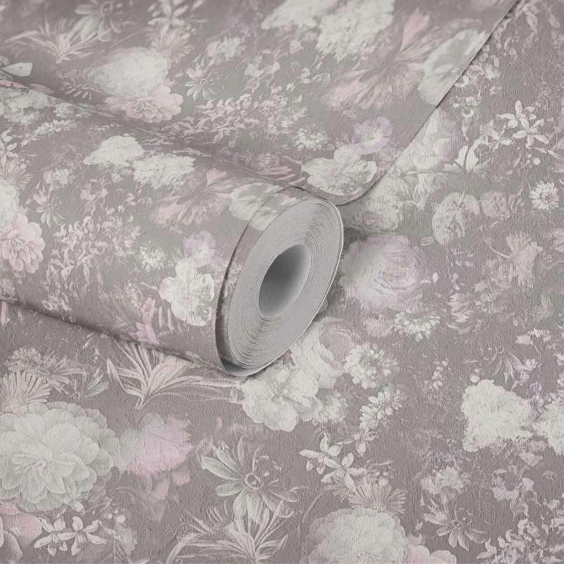  Tapeet vinüül mittekootud kangal lilledega roze mõju 3d laius 106 cm 10 m matow
