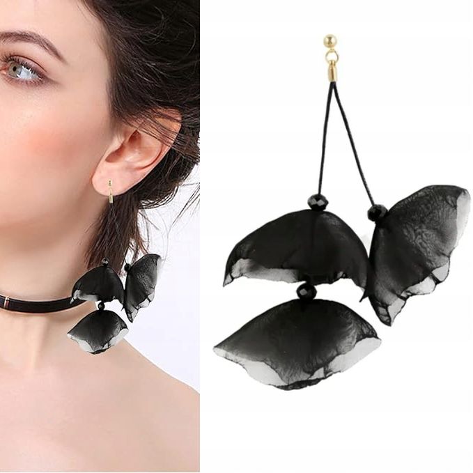  Náušnice boho tkanina závoj przewiazywane bantu žltý 125mm