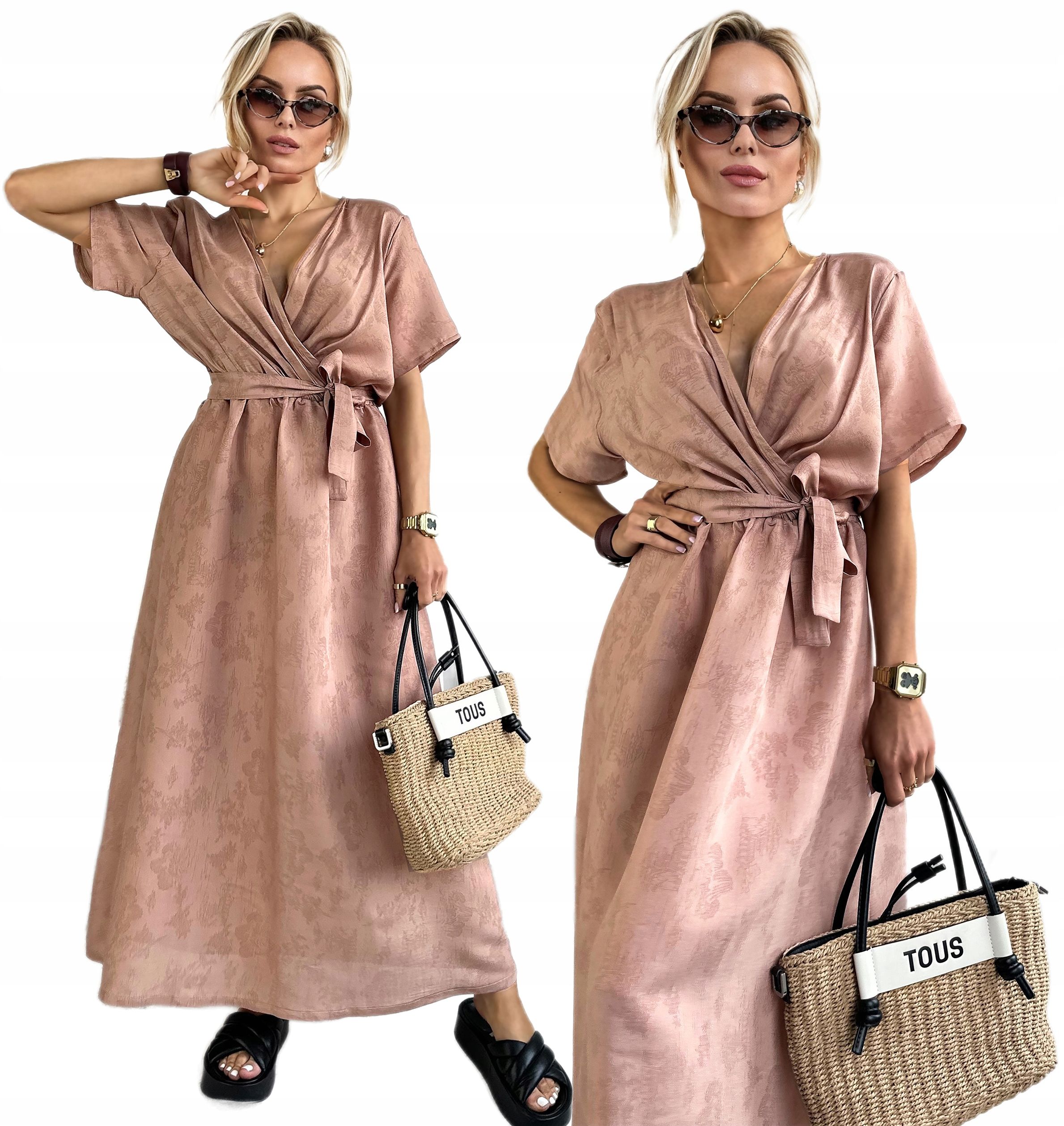  Elegant damenkleid maxi umschlagförmig ausschnitt boho blumen 42 44 rz221