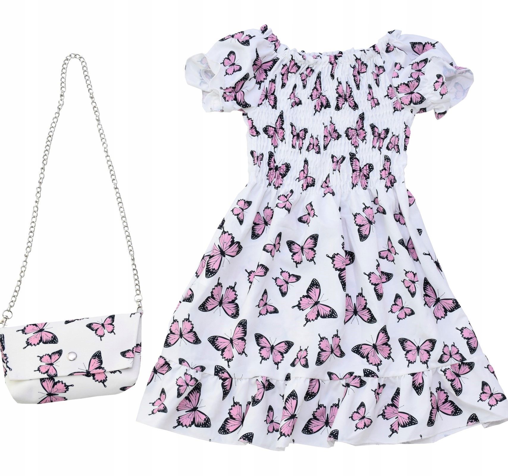  Kleid für mädchen weiß schmetterlinge handtasche jahr blumen muster für ein kind 6 y