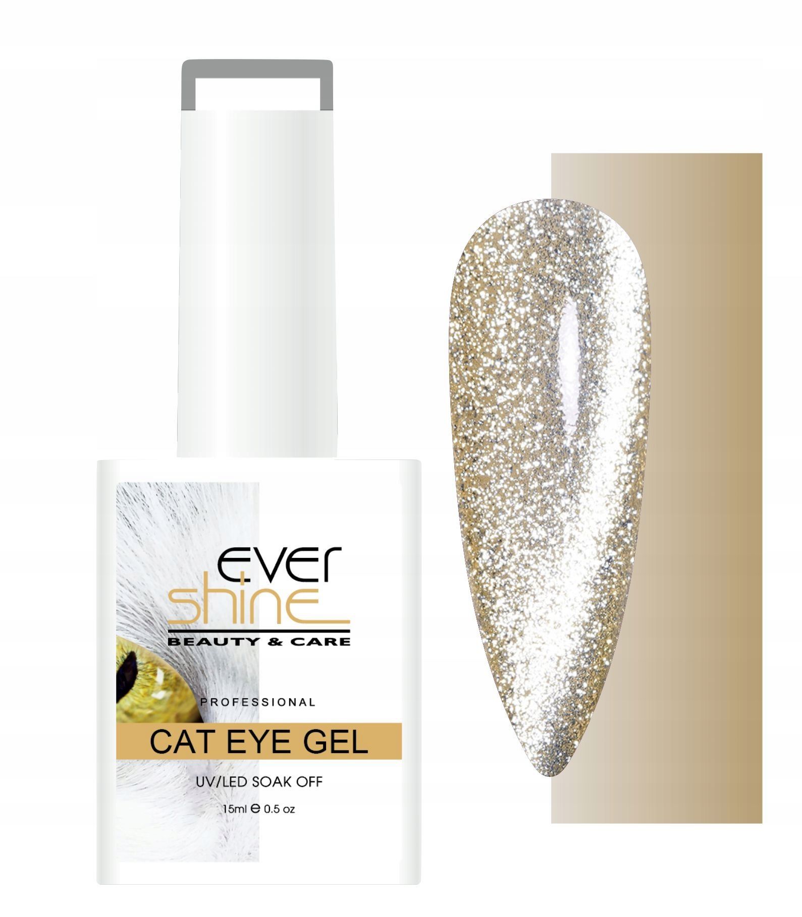  Cat eye hybrid-nagellack champagnerfarbe golden mit silber in partikeln evershine