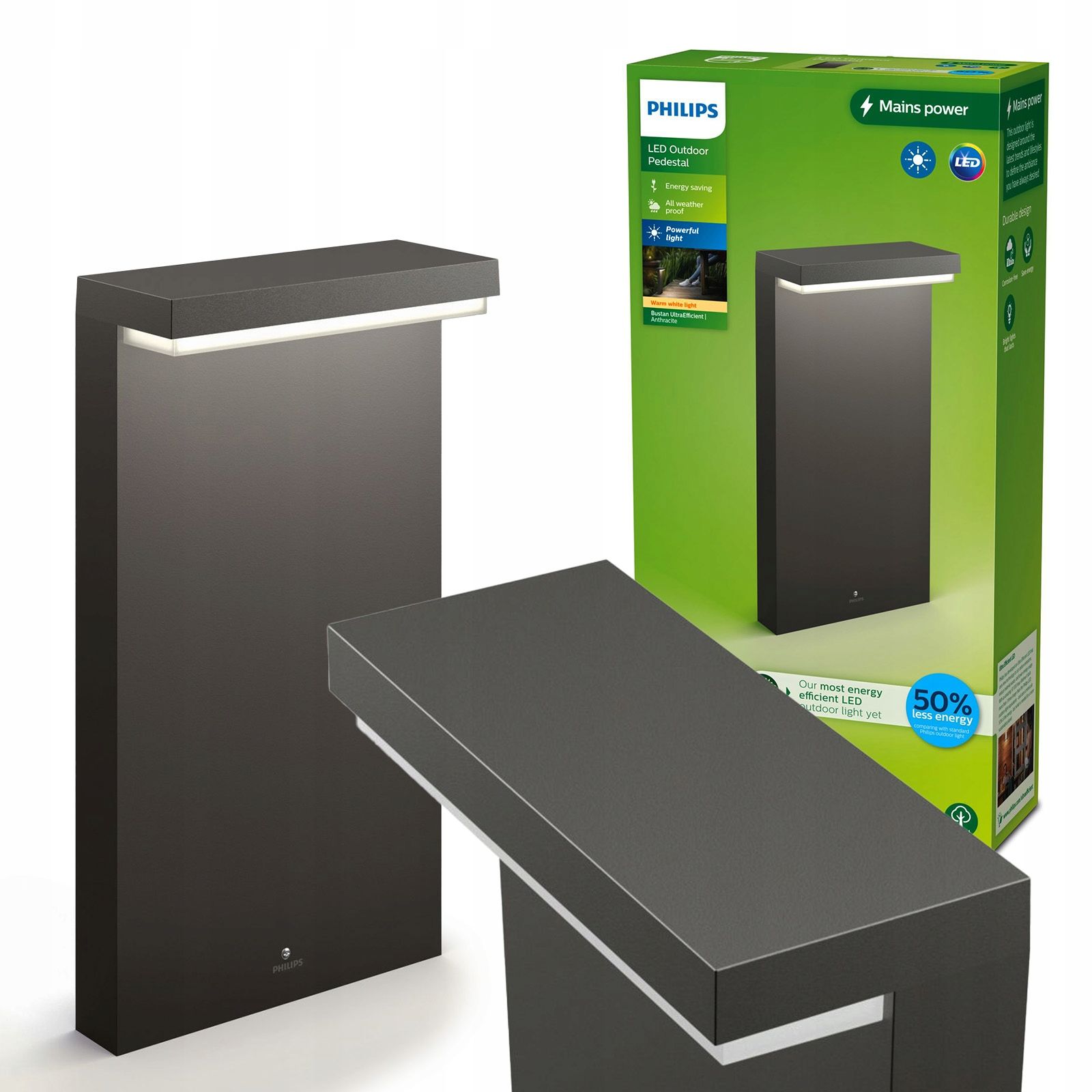  Sodo lempa išorinis stulpelis 96cm led 12w 1200lm 4000k ip44 philips