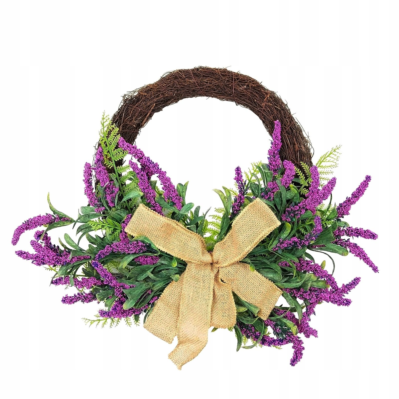  Durvju vainags skaņotājs dekoratīvs lavanda ziedi 25 cm lillā lavanda
