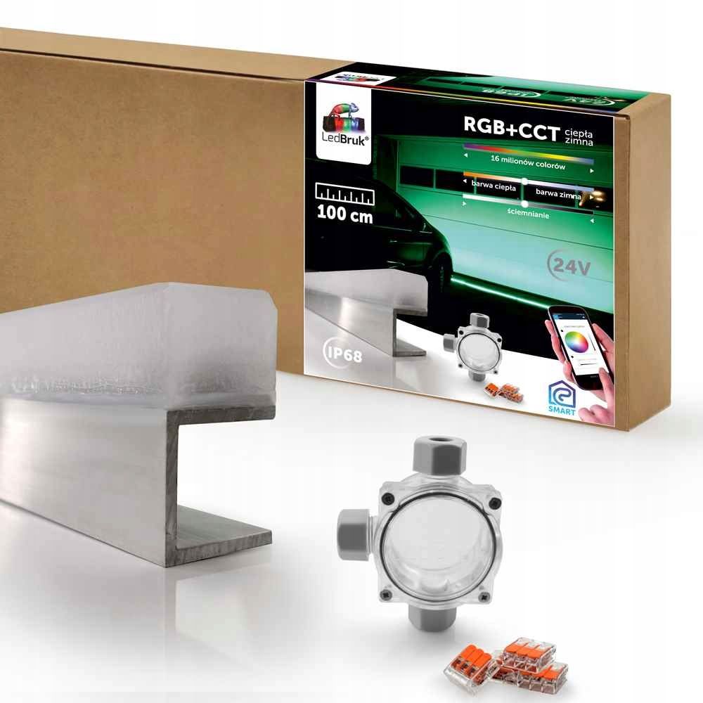  Rėmas lempa led juostelė užvažiavimo ledbruk-line alu ip68 rgb + cct 1,5m