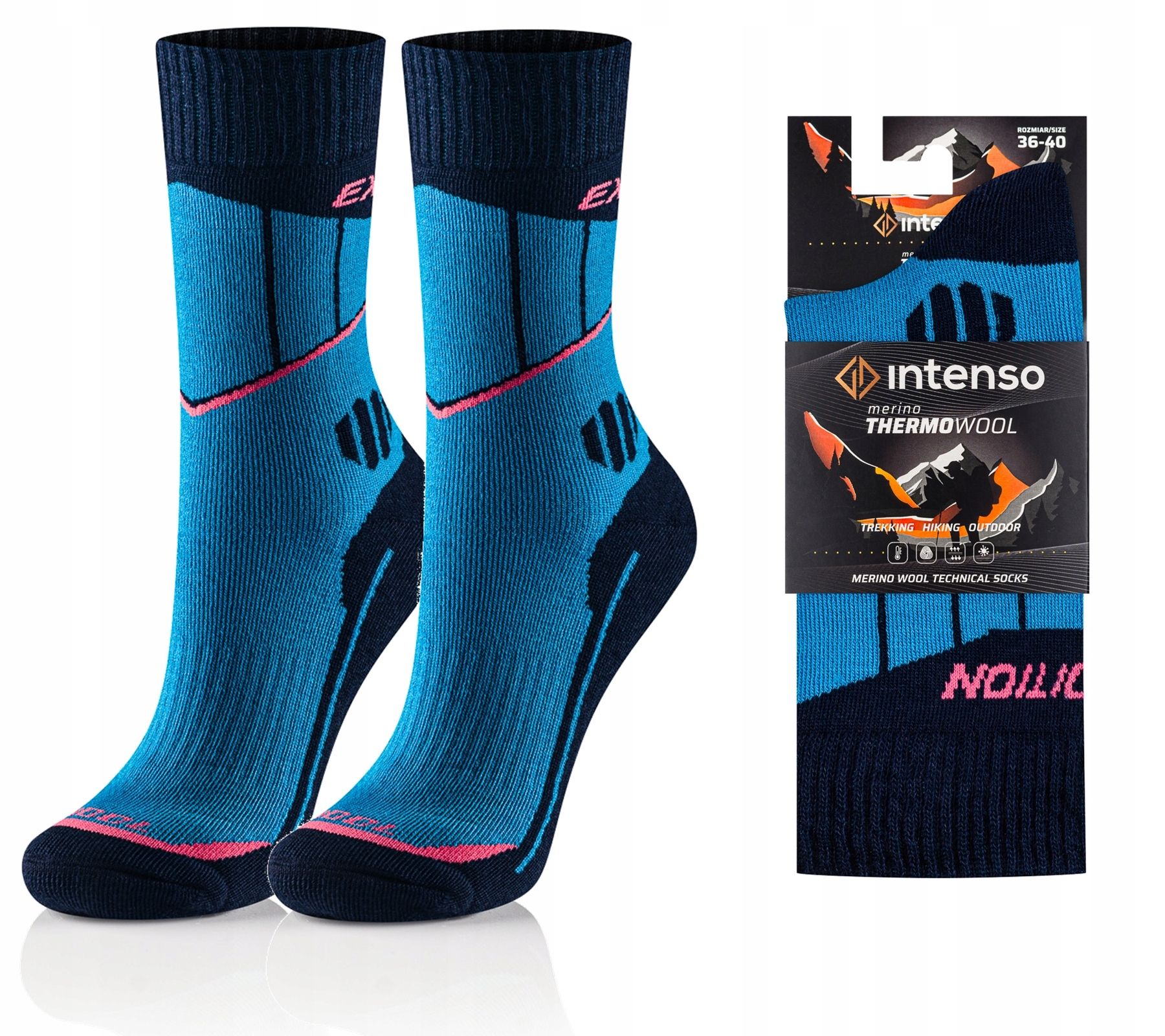  Trekingové ponožky z merino vlny 90% merino termoaktívne hustý teplý