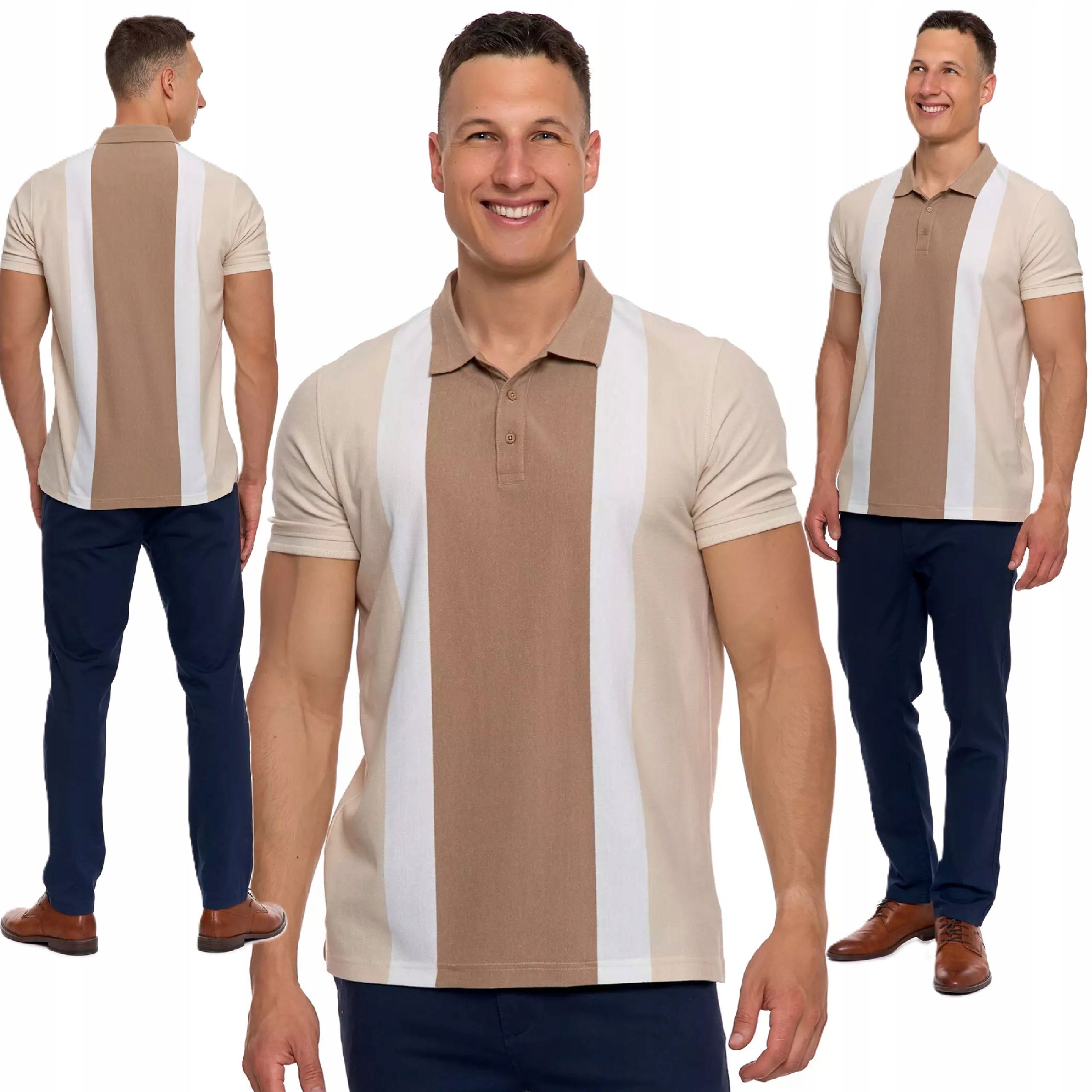  Polokošele golier samec pásy pólo klasický elegantný xl moraj