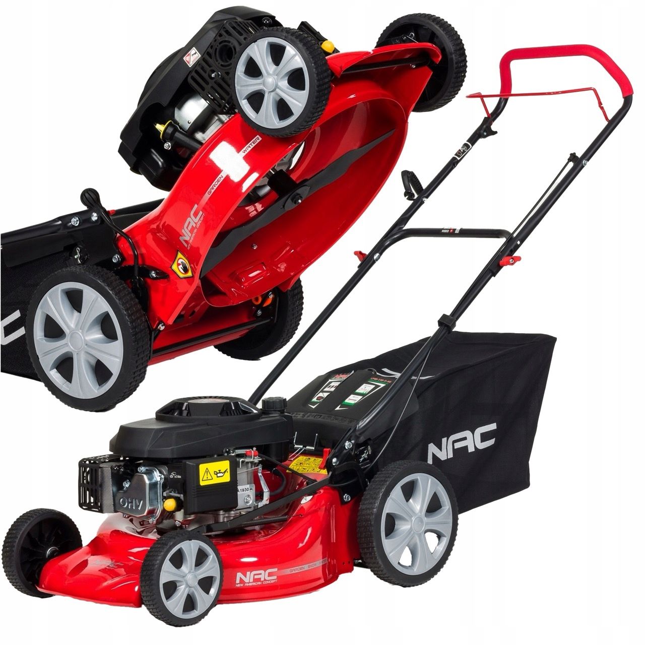  Benzīna zāles pļāvējs nac ar rīkiem 46cm 144cc izlāde aizmugure sānu mulčēšana