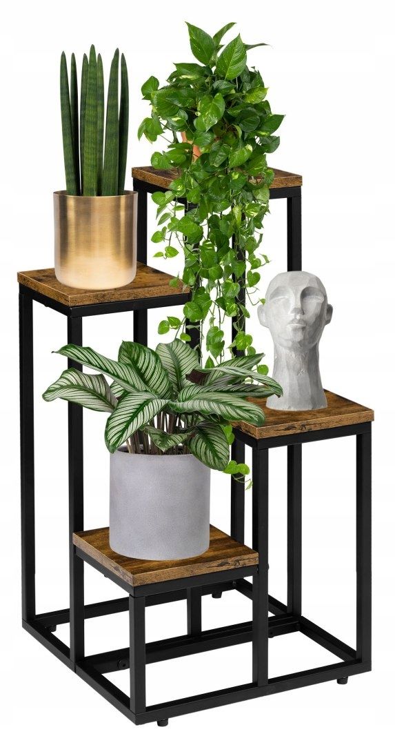  Stovas gėlėms lofto stiliaus piatto rustic 40 cm juodas