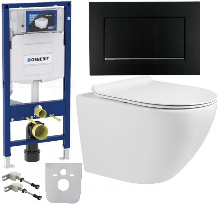  Wc rāmja komplekts geberit + atslēga + tualetes pods melns matēts + dēlis w/o+fresh