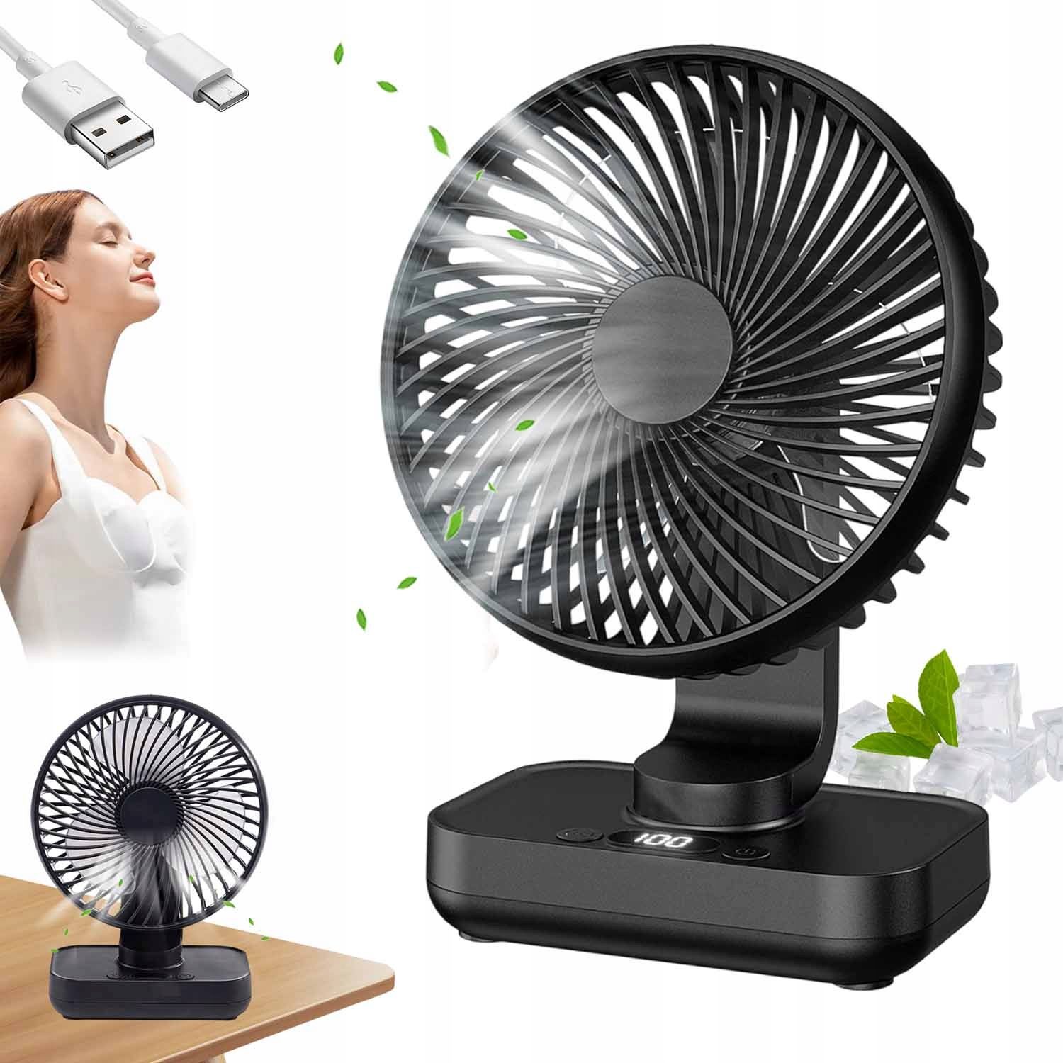  Mini ventilators galda ventilators portatīvo apgriežas 360° usb 800ir