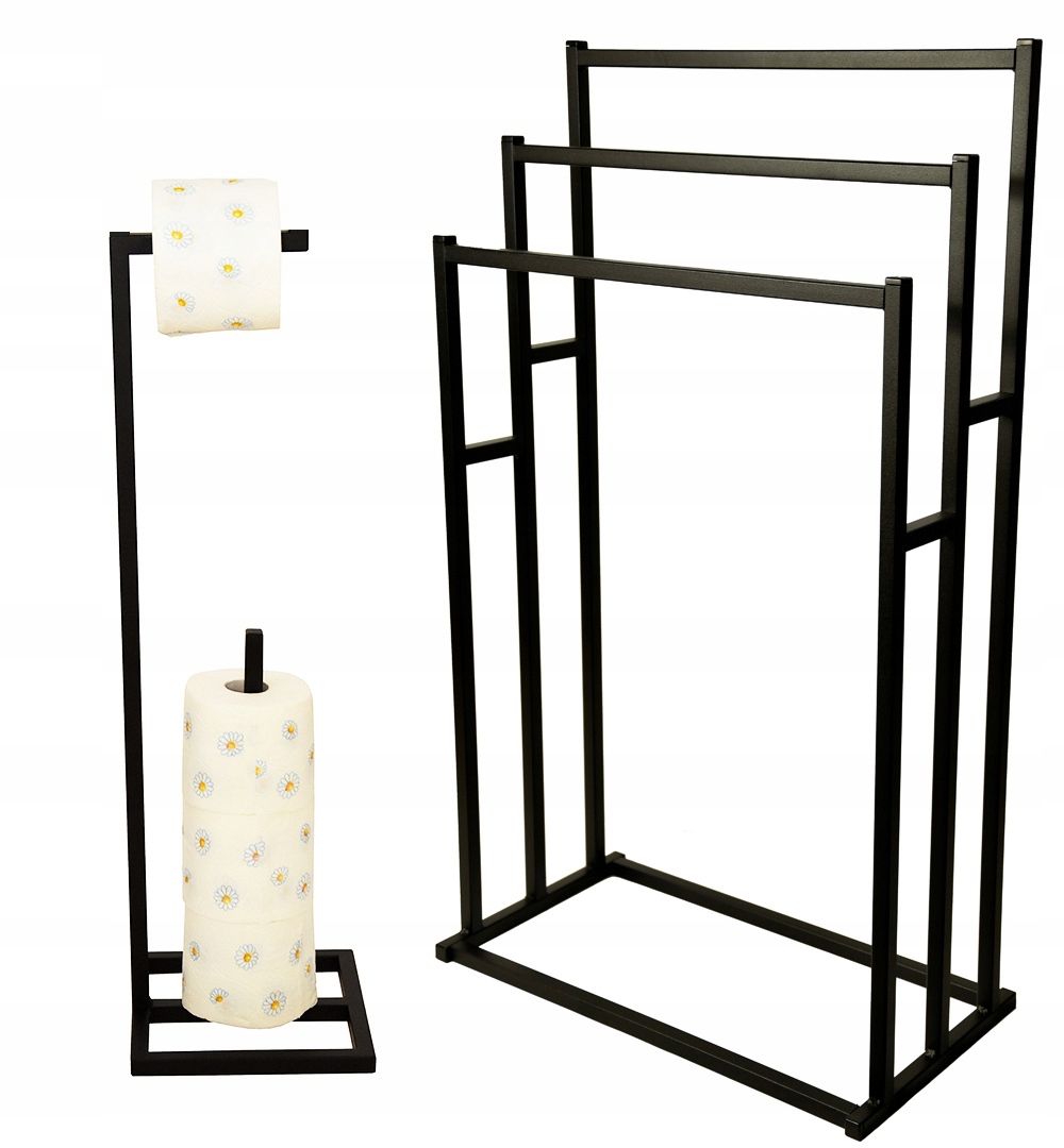  Towel rack bathroom dryer suspension for two towels black loft style