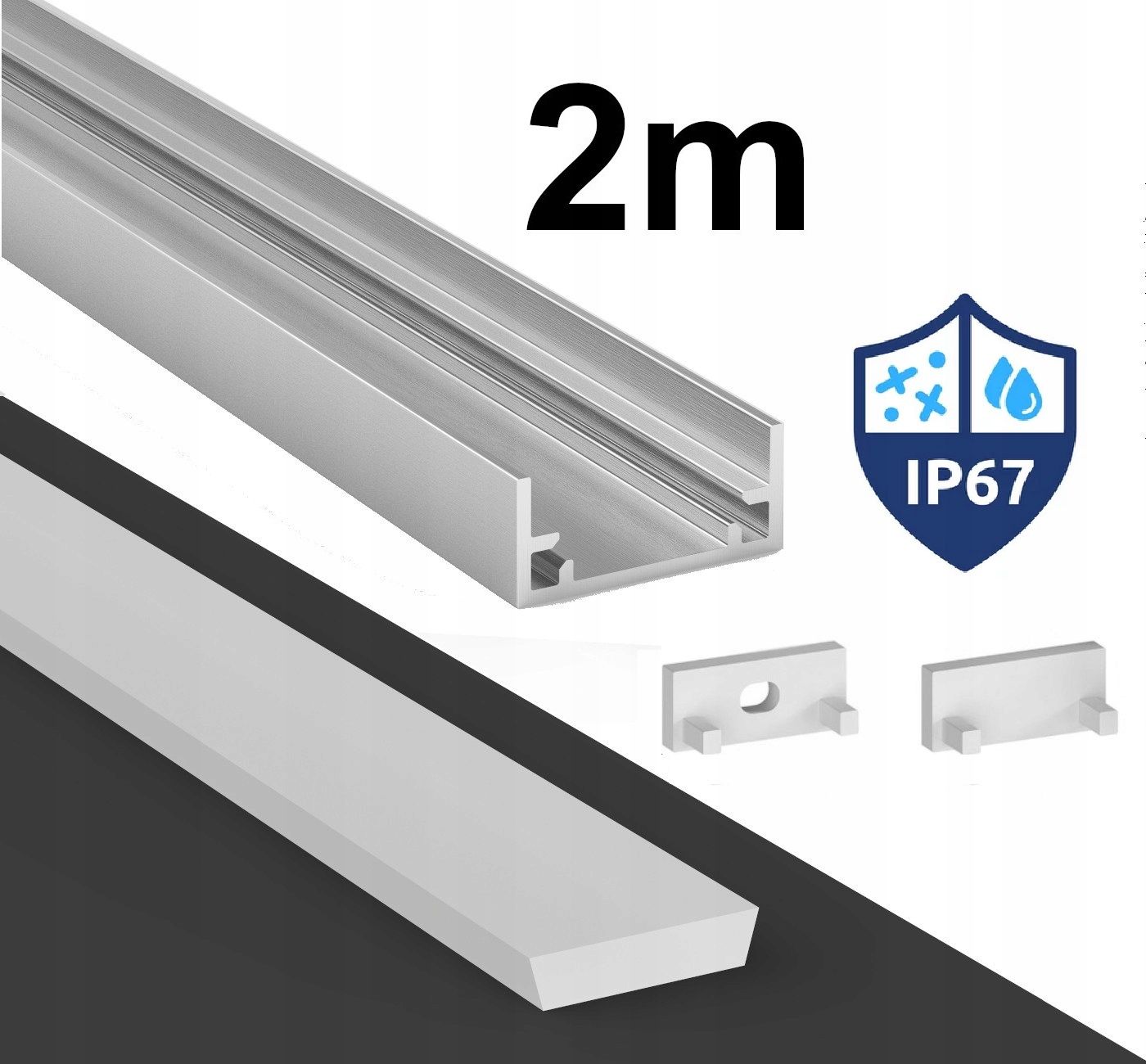  Profils led ūdensizturīgs ip65 ip67 terra sudrabs 2m