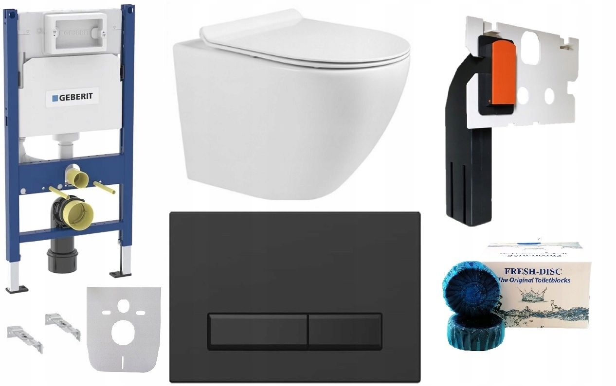  Wc rāmja komplekts geberit + atslēga + tualetes pods melns matēts + dēlis w/o+fresh
