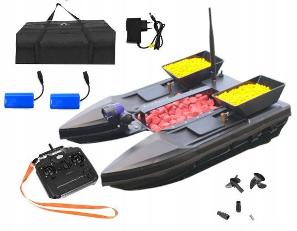  Köderboot 3 futtertröge 2 aku. echolot garnitur