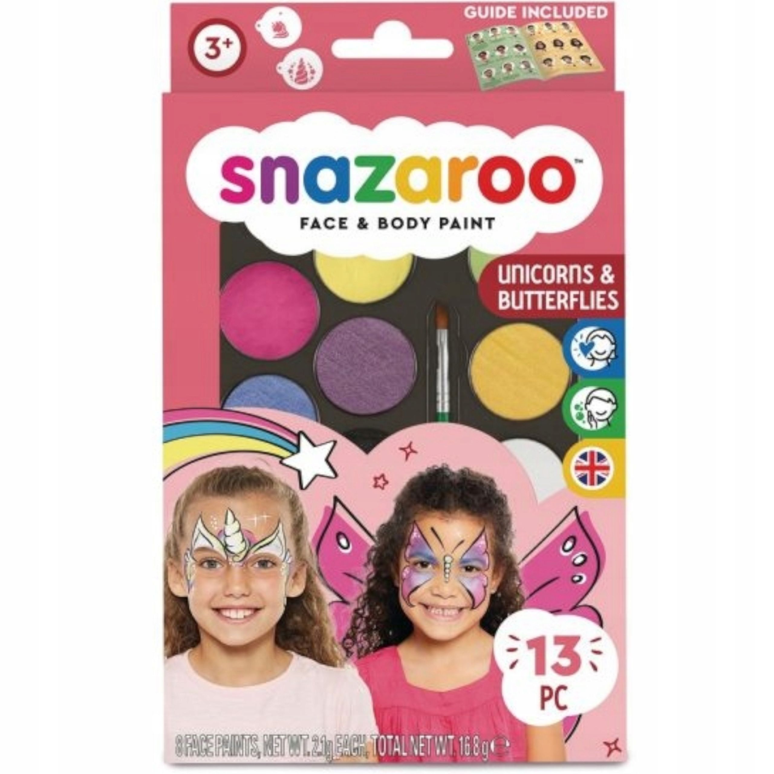 Soubor 8barvy x 18ml malovat pro malování na obličej malovat 1172039 malovat snazaroo