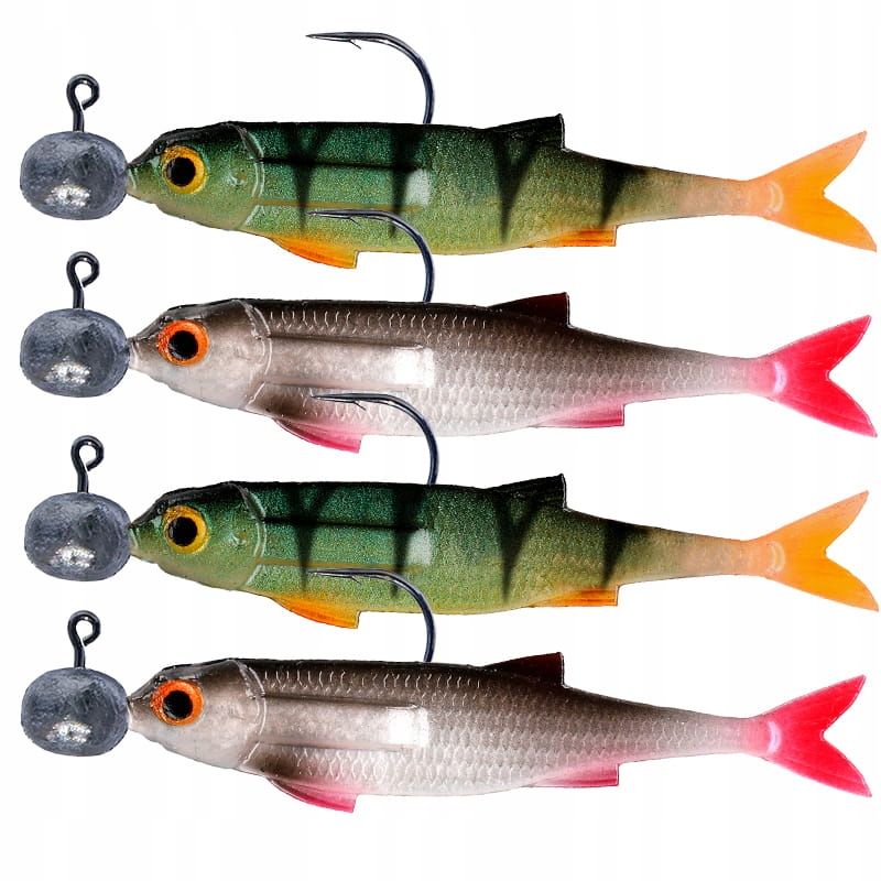  Kopa ēsma gumija rippery mikado real fish perch 9,5cm strazdiem 5 gab.