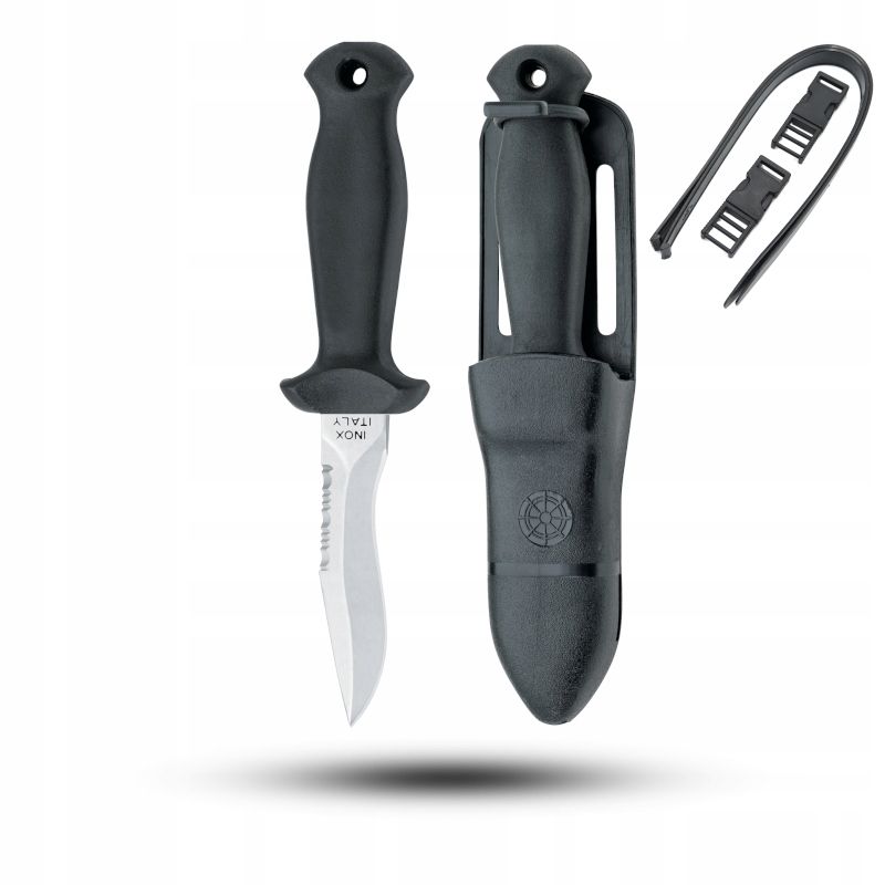  Diving knife mac coltellerie aquatys - black - aqt12.n + case + straps