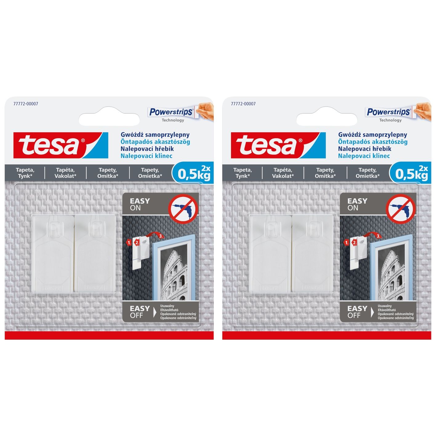  Tesa vinis lipnus paveikslams - kabliukai sieninis montavimas baltas 1kg x2